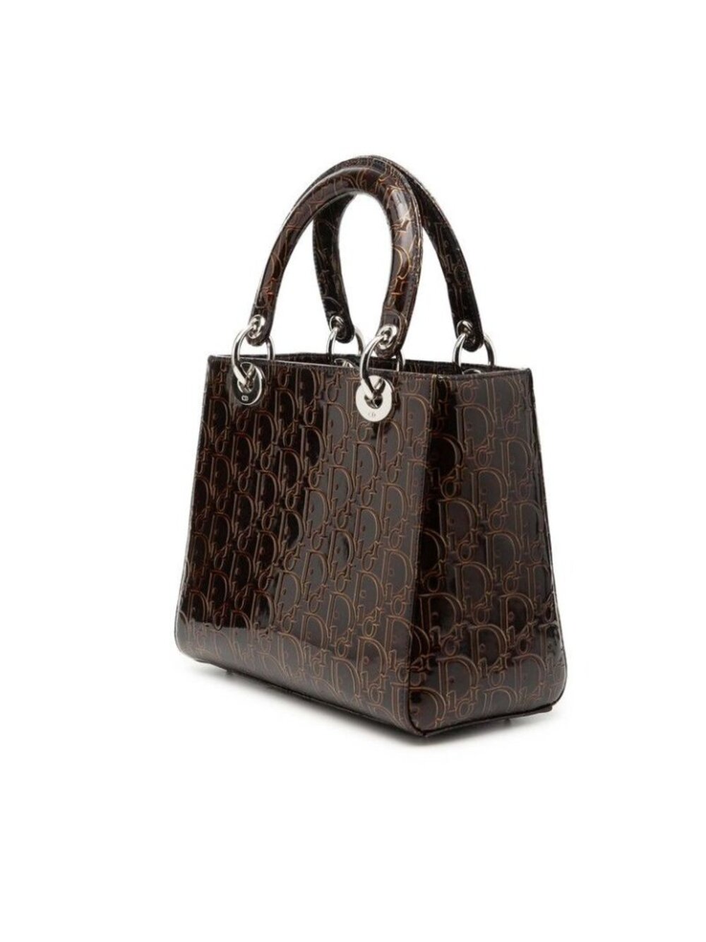 Dior Trotter Lady Dior 2-Way Shoulder Bag Brown Patent Leather - Picture 2 of 7